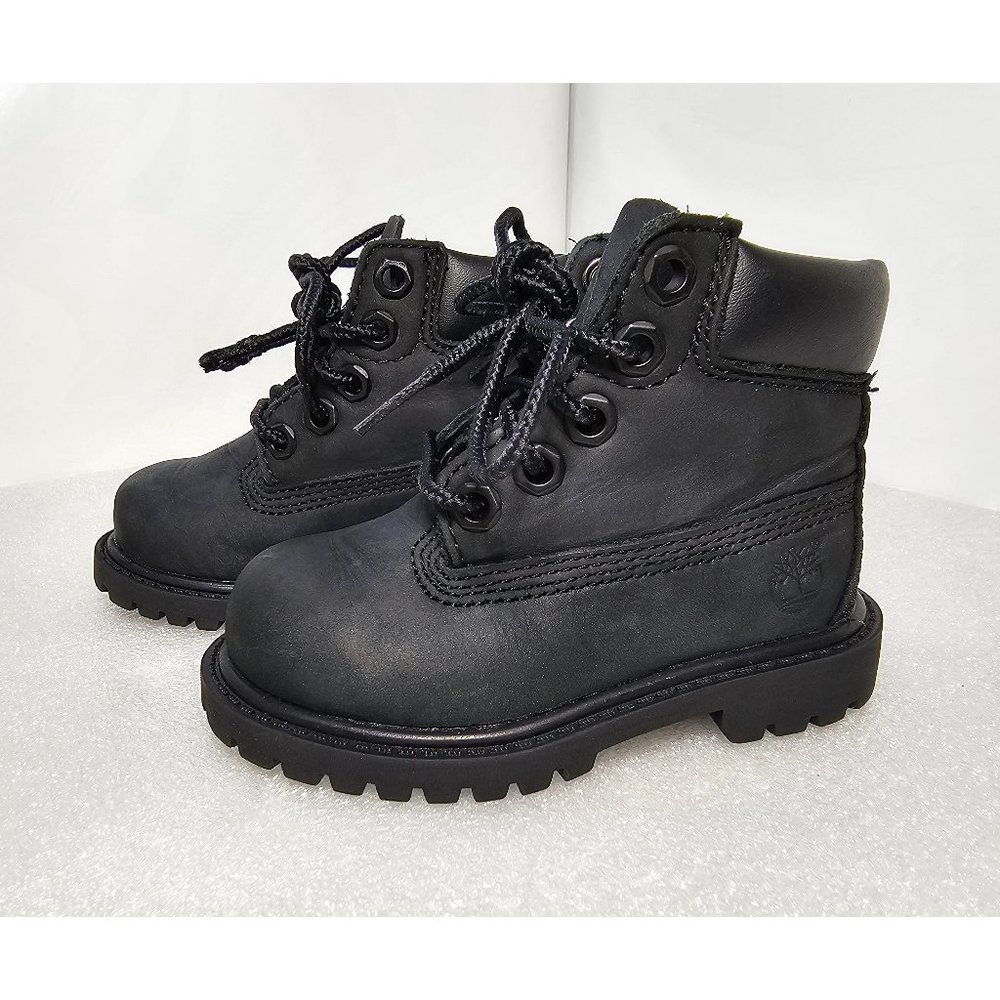 Toddler Timberland Waterproof 6" Premium Leather Black Nubuck Boots Sz 5 Medium